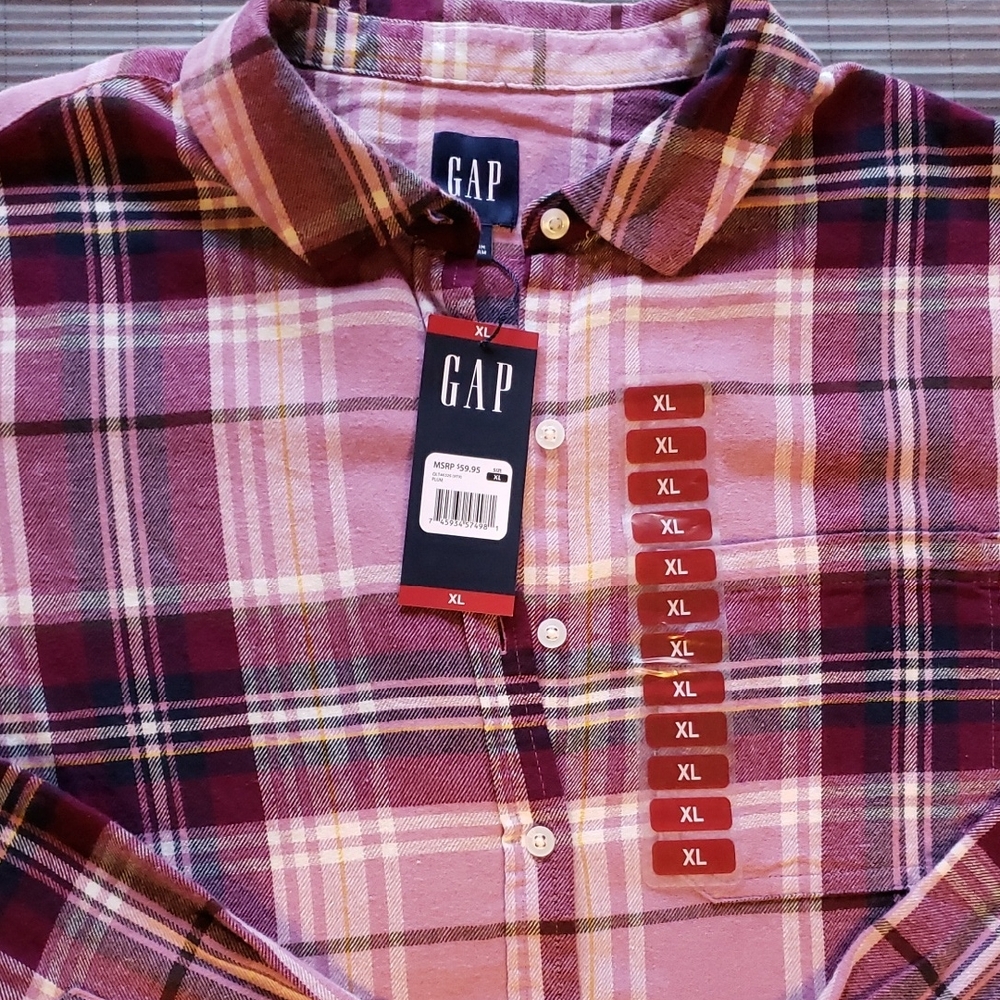 GAP Casual Plaid Shirt - XL Plum